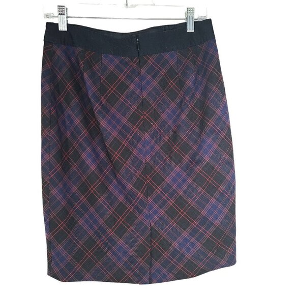 The Limited Black Purple Plaid Career Pencil Skirt Academia - Picture 2 of 7